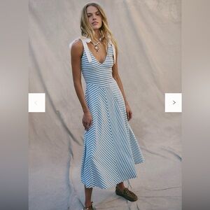 Striped Blue and White Midi Dress